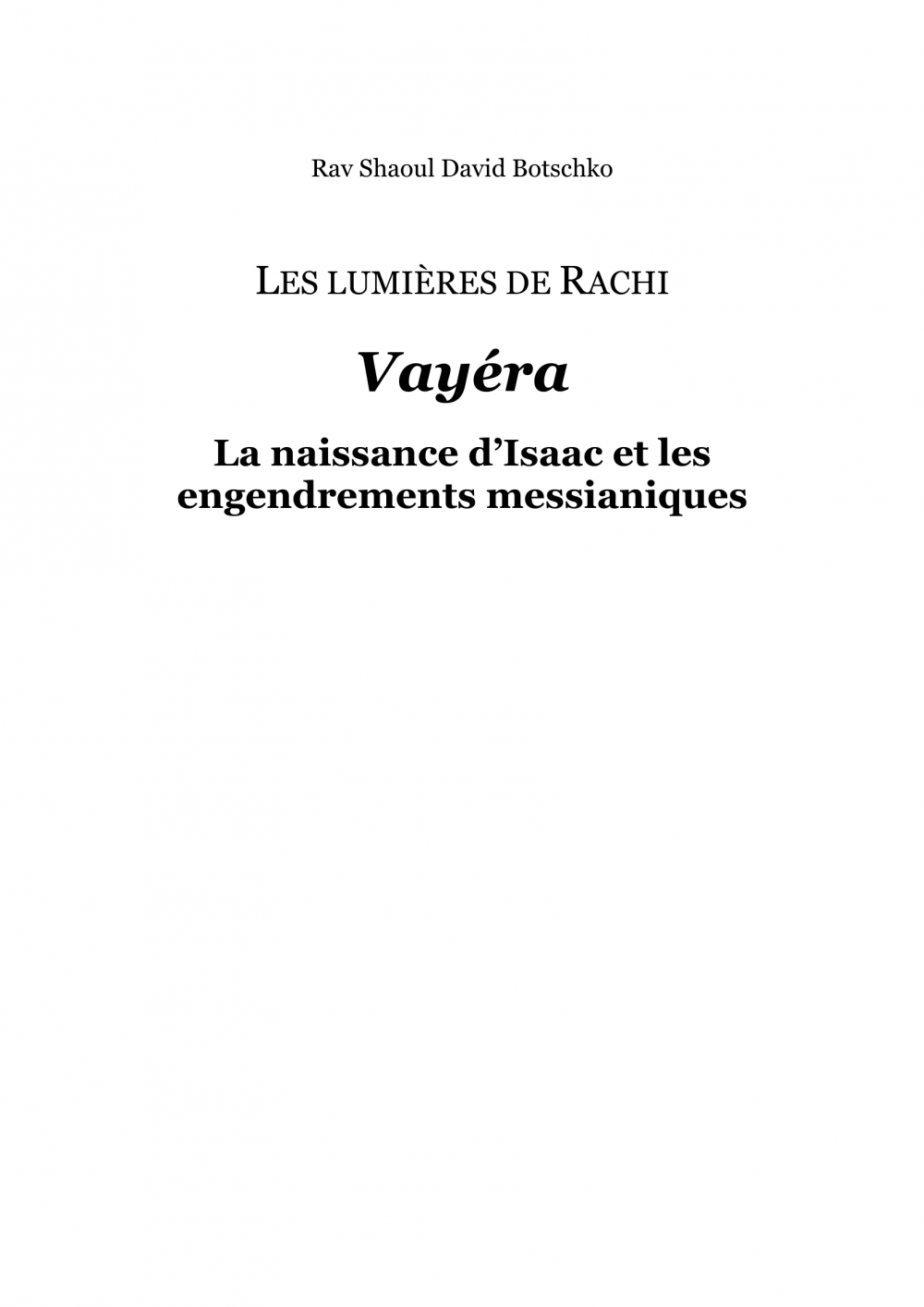 Couverture du livre Les Lumières de Rachi - Vayéra